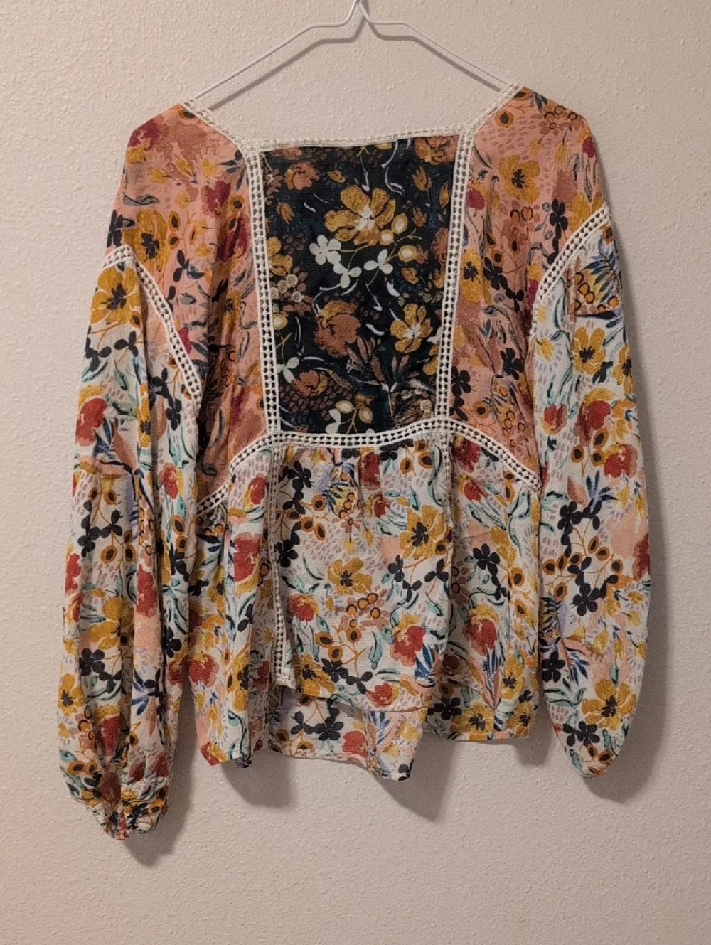 Anthropologie Maeve Nikki Peasant Top Size XS Floral Patchwork Cottagecore Boho - Picture 4 of 5